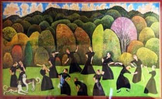 Les moines jouant au cricket à Buckfast*