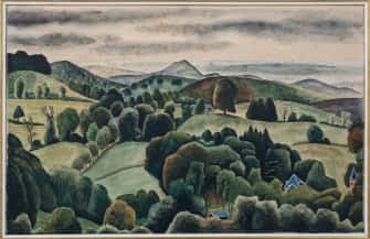 Paysage de collines boisées