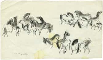 Chevaux, d’après estampe d'Hiroshige